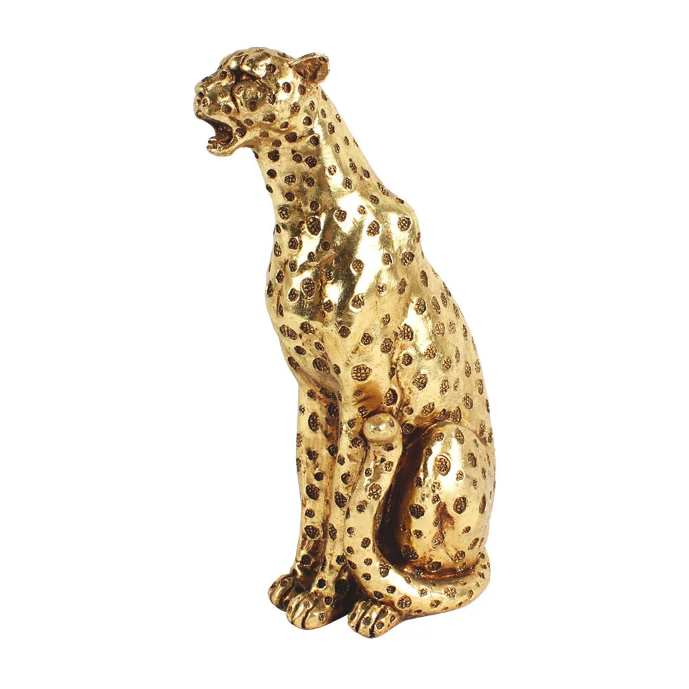DecorBites™ Golden Leopard Cheetah Resin Animal Sculpture Figurine