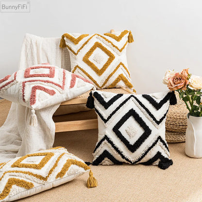 DecorBites™ Boho Diamond Pillow Cover Set - Orange Pink Green Black - 45x45cm 30x50cm