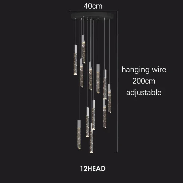 DecorBites™ Crystal Chrome LED Chandelier: Luxury Duplex Stair Loft Pendant Light for Living Room