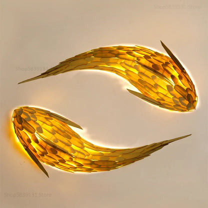 DecorBites™ Handwoven Bamboo LED Fish Wall Light for Modern Nordic Living Room Decor