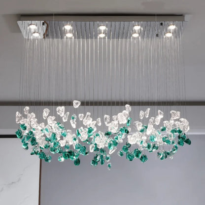 DecorBites™ Glass Stone Chandeliers: Modern Luxury LED Pendant Lights for Dining Room Art Decor