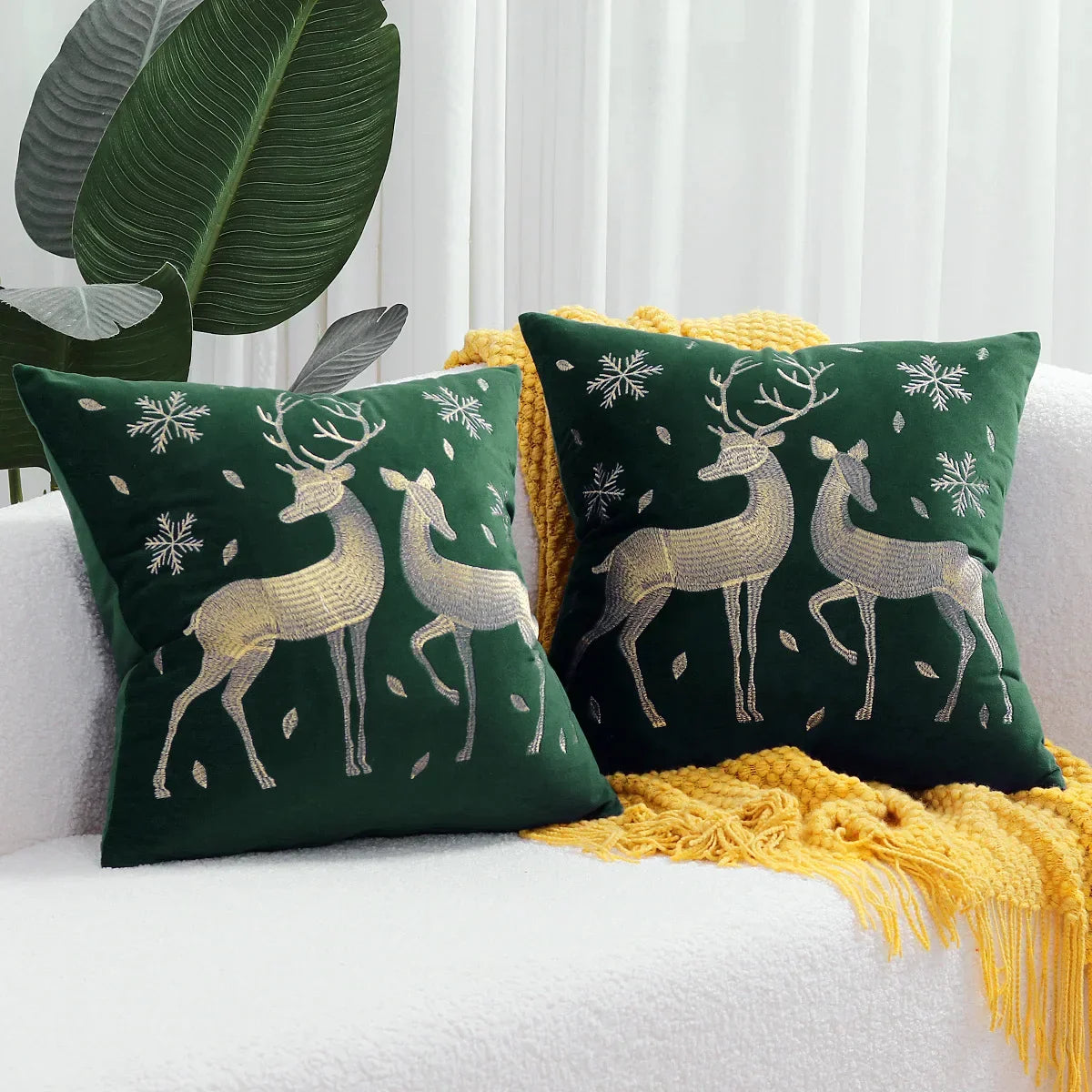 DecorBites™ Christmas Tree Embroidered Cushion Cover - Festive Decor Pillow Cover