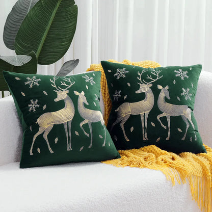 DecorBites™ Christmas Tree Embroidered Cushion Cover - Festive Decor Pillow Cover