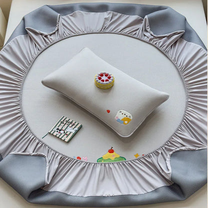 DecorBites™ Cartoon Embroidered Fitted Sheet for Single Bed - All-Season Comfort