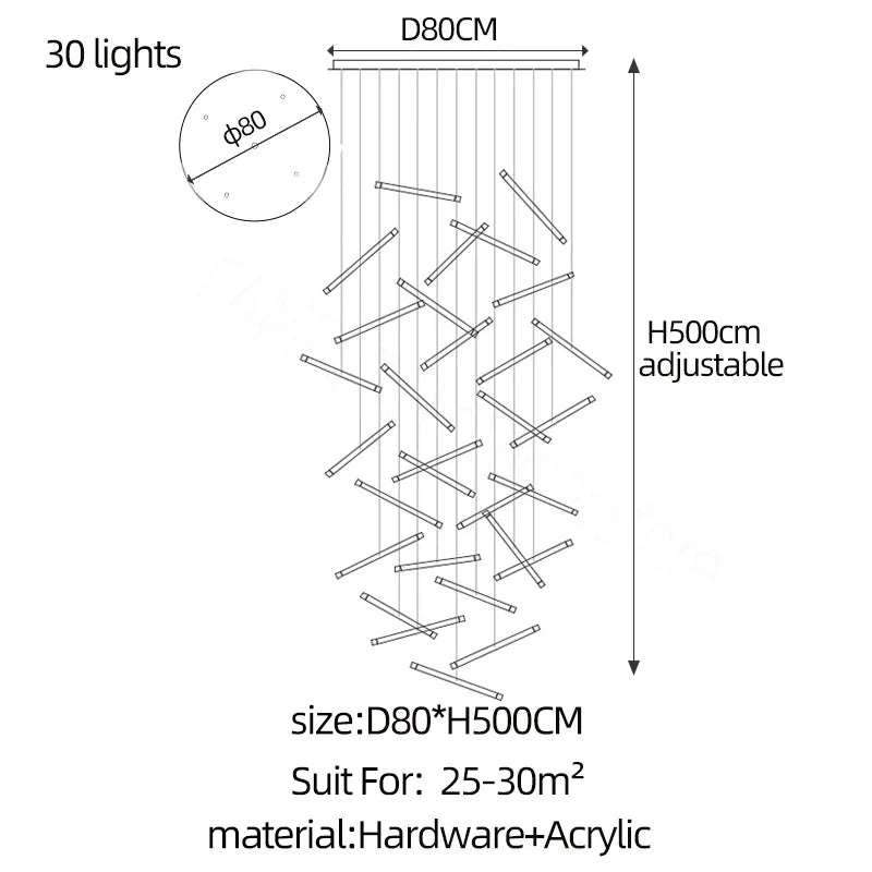 DecorBites™ LED Chandelier: Luxury Indoor Lighting for Living Room, Hall, Staircase