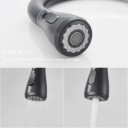 Grifo de cocina extraíble DecorBites™ negro - Grifo mezclador de cocina con rociador de chorro para montaje en cubierta