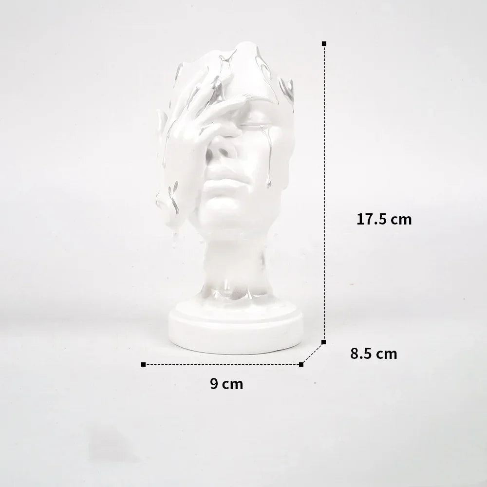 DecorBites™ Abstract Face Mask Silence Gold Resin Statue Home Decor Figurine