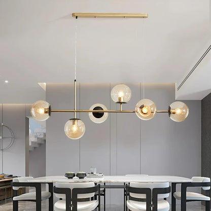 Nordic Long Bar Glass Globe Pendant Light