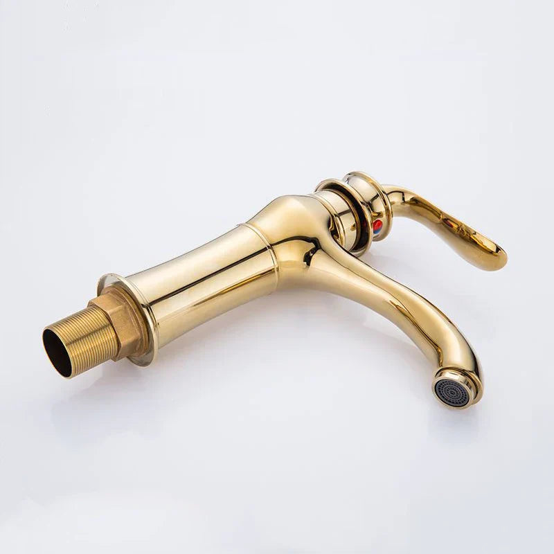Grifo de Lavabo de Oro de la Cuenca Decorbites™ Moderno para Baño Accesorio de Cocina con Mango Único