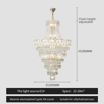 DecorBites™ Crystal Chandelier Art Living Room Lighting for Duplex Buildings and High-End Restaurants