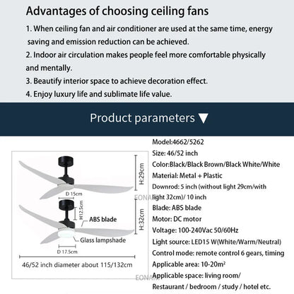 DecorBites™ 46" Plastic Blade Ceiling Fan with Remote Control for Living Room