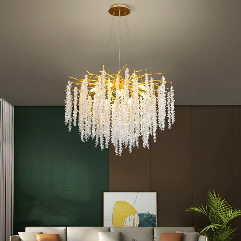 DecorBites™ Crystal Tassel Chandelier Luxury Pendant for Home, Living Room, Dining Room, Hotel Hall