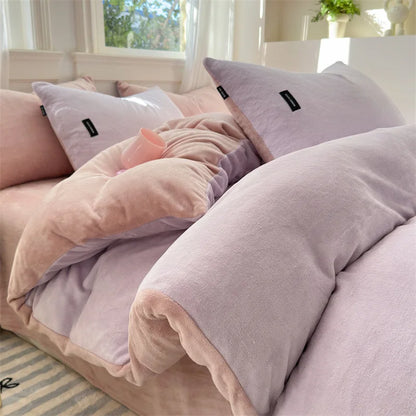 غطاء لحاف فردي مخملي بلون مرجاني من DecorBites™ لفصل الشتاء