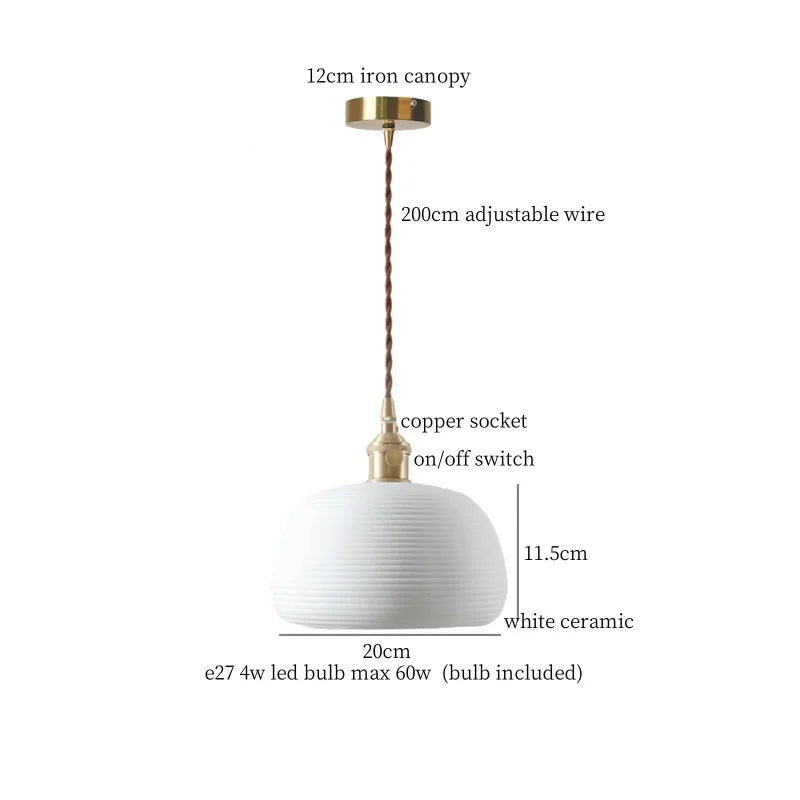 DecorBites™ Ceramic LED Hanging Lamp Japenese Style Pendant Lighting for Home Deco