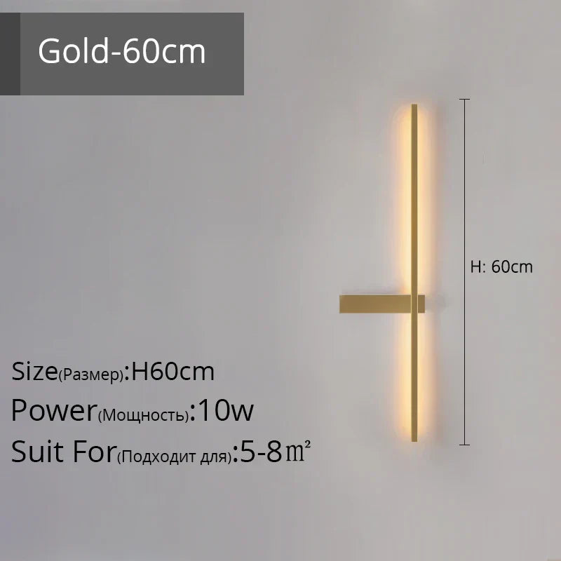 DecorBites™ LED Wall Lamp, Modern Minimalist Design, Aluminum, Indoor Lighting, Gold/Black, AC85-260V