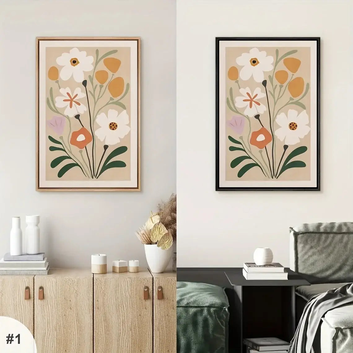 DecorBites™ Watercolor Flower Posters Set: Botanical Canvas Art