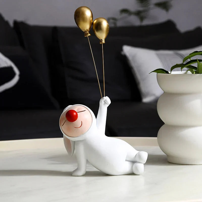 DecorBites™ Clown Bust Sculpture: Golden Candy/Key Tray Kids Balloons Figurine Decor