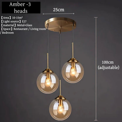 Nordic Glass Pendant Light With Polished Steel Finish