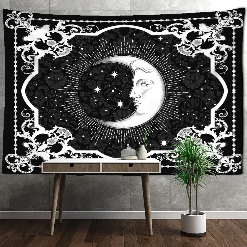 Decobites Sun Moon Tarot Tapestry: Mystical Abstract Art for Home Decor