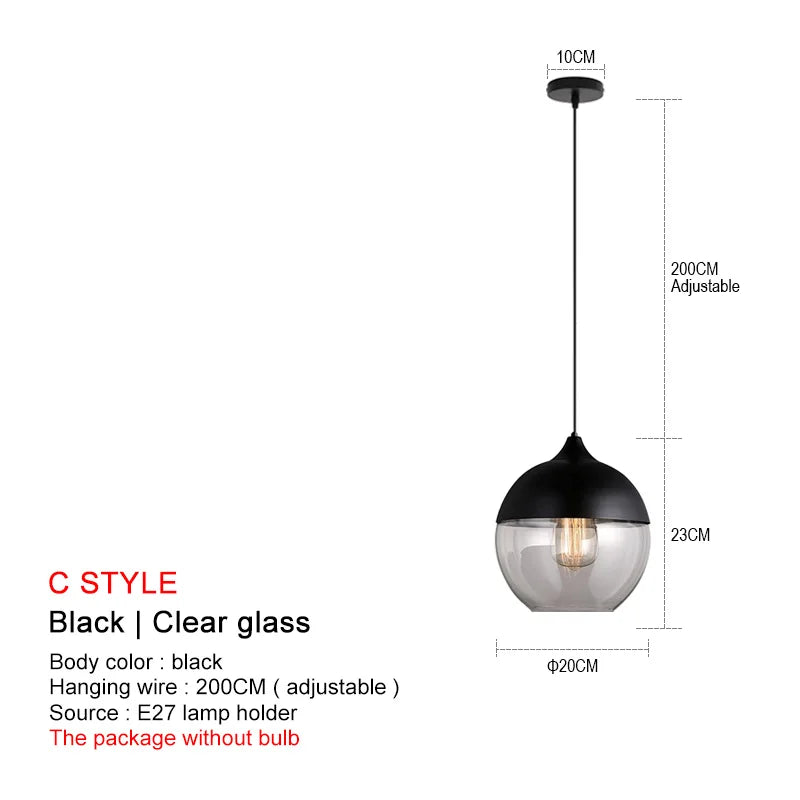 ثريا ديكوربايتس™ الزجاجية السوداء: ثريا نورديك عصرية لغرفة الطعام والمطبخ وغرفة النوم والمطعم