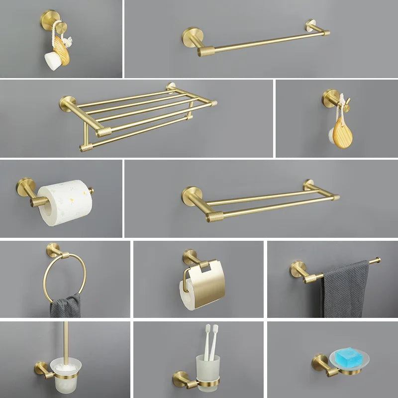DecorBites™ Gold Hardware Set: Towel Bar, Toilet Paper Holder, Robe Hook, Cup Hanger