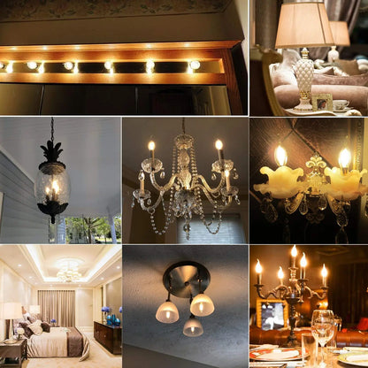 DecorBites™ Dimmable Chandelier LED Bulbs E12 E14 Candelabra Flame Bent Tip 60W Equivalent