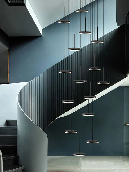 DecorBites™ Golden Black LED Long Chandelier for Home, Restaurant, and Cafe