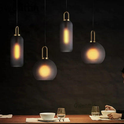 DecorBites™ Luxe Glass Ball Pendant Lights: LED Nordic Hanging Lamp for Home Art Decor