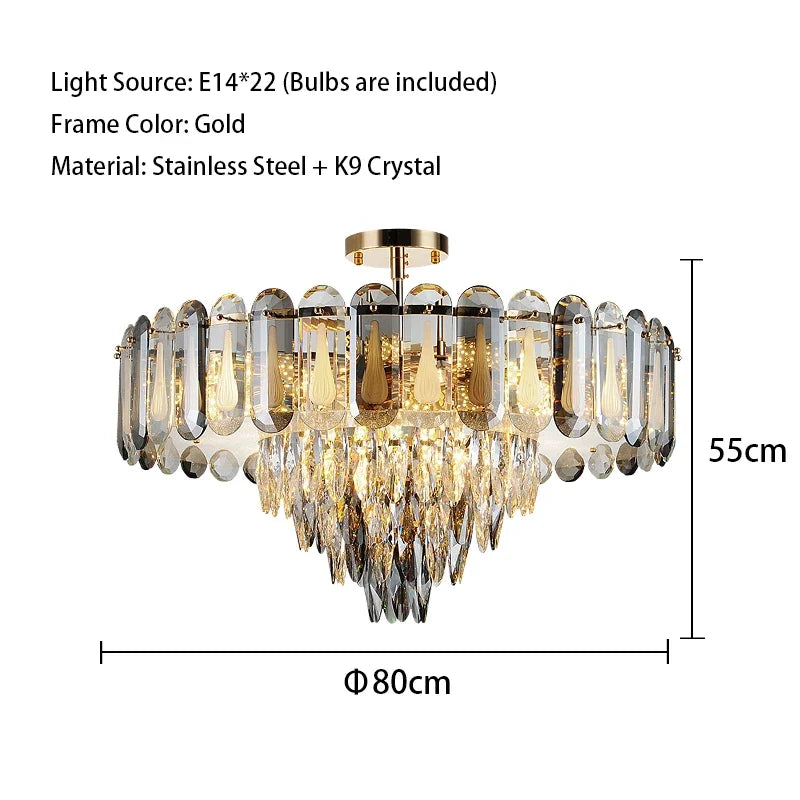 DecorBites™ Crystal LED Ceiling Chandelier Modern Living Room Pendant Light