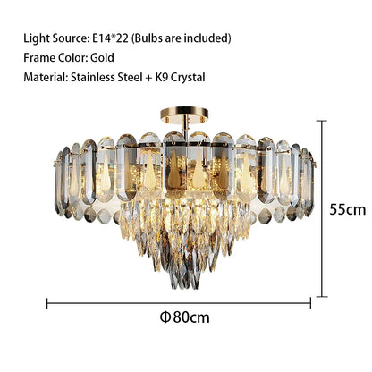 DecorBites™ Crystal LED Ceiling Chandelier | Modern Luxury Lustres Pendant Light Fixture