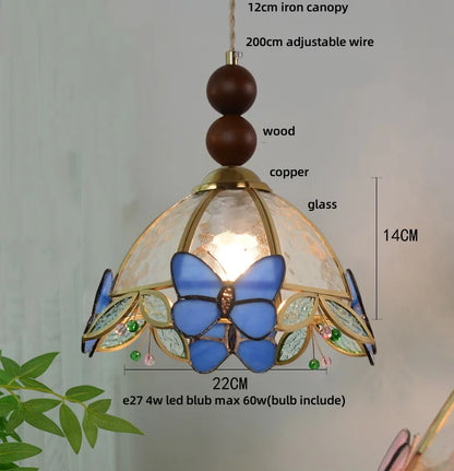 DecorBites™ Butterfly Tiffany Glass Pendant Lamp Modern Nordic LED Hanging Light