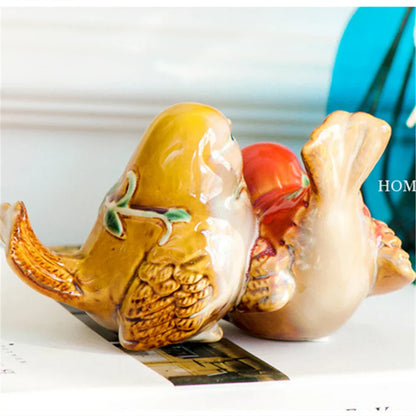DecorBites™ Love Birds Porcelain Couple Ornament Home Decor Craft Model