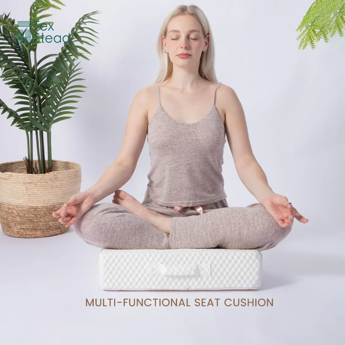 Decobites Square Meditation Floor Pillow, Washable Large Seating Cushion