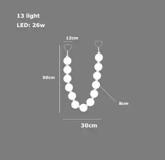 Lámpara colgante de cristal dorado DecorBites™ para sala de estar, collar de burbujas de lujo