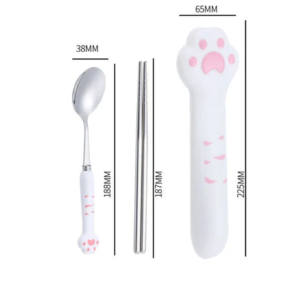 DecorBites™ Kawaii Cat Claw Cutlery Set for Kids - Portable Outdoor Tableware Kit