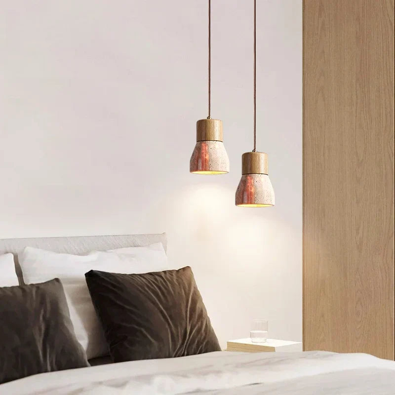 DecorBites™ LED Hanging Lamps Yellow Travertine Pendant Lighting for Bedroom Living Dining Room