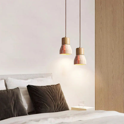 DecorBites™ LED Hanging Lamps Yellow Travertine Pendant Lighting for Bedroom Living Dining Room