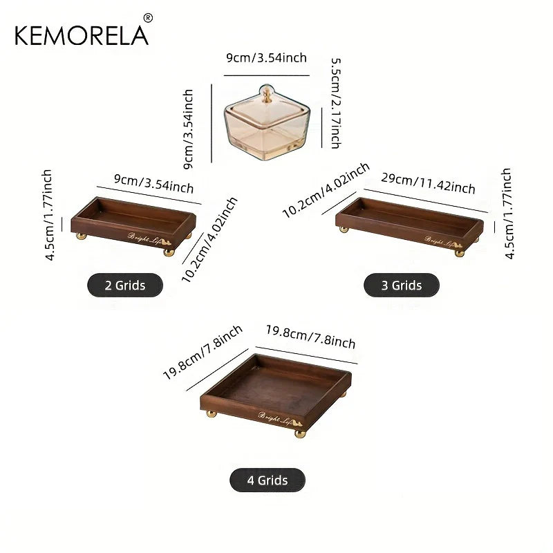 DecorBites™ Light Luxury Glass Fruit Plate with Bamboo Wood Compartment