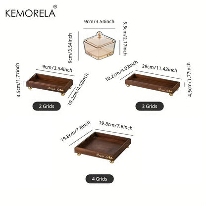 DecorBites™ Light Luxury Glass Fruit Plate with Bamboo Wood Compartment