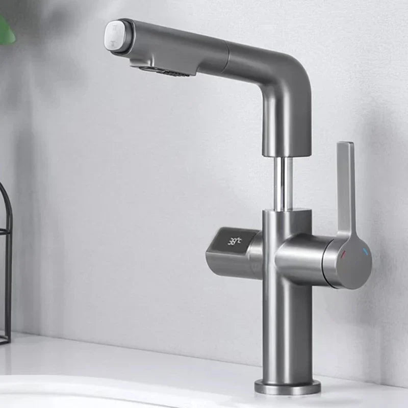 DecorBites™ Brass Basin Faucet Set with Digital Display and Pull Out Function