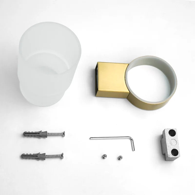 Conjunto de Accesorios de Baño Decorbites™ Gold: Barra de Toallas, Soporte para Papel Higiénico, Estante de Toallas, Gancho
