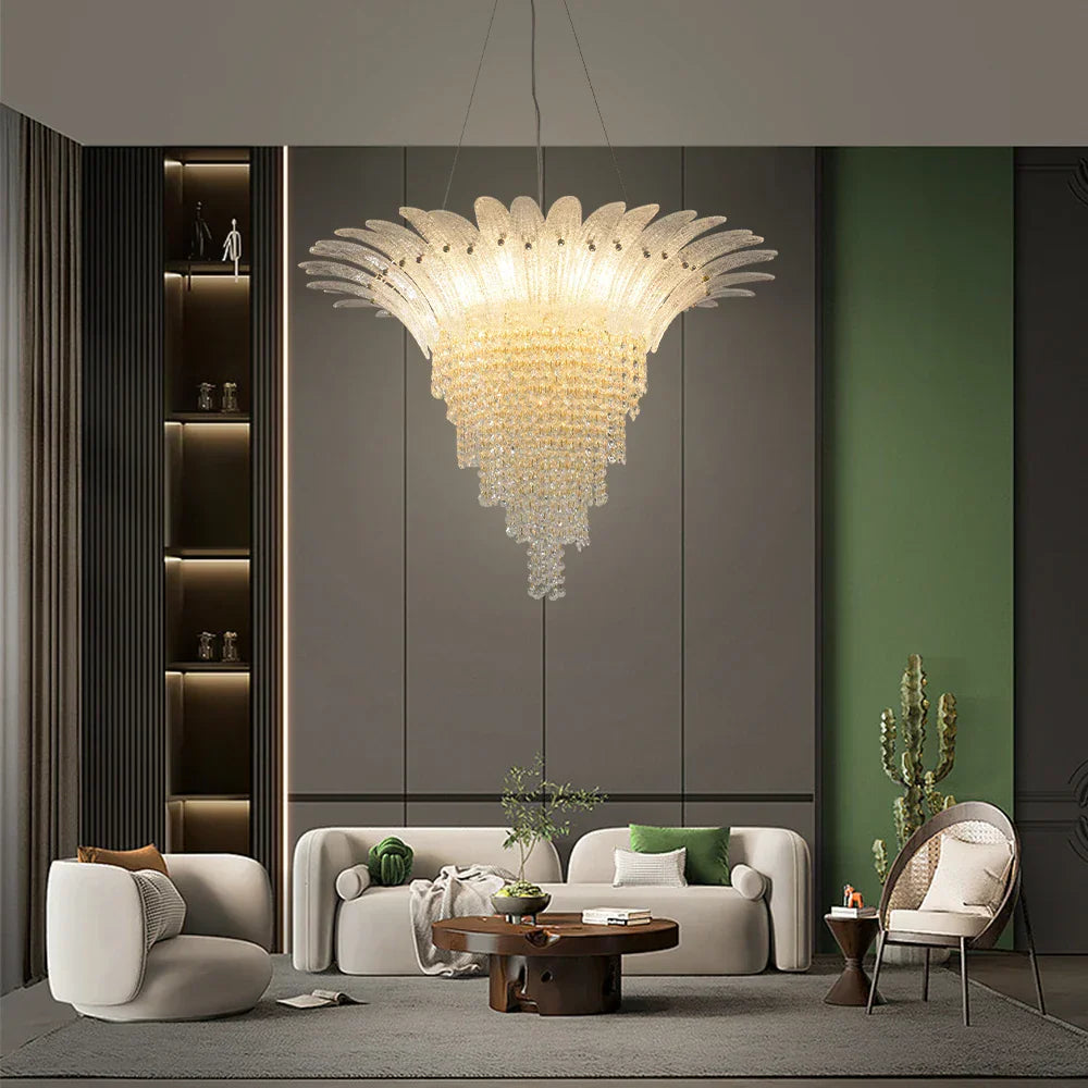 DecorBites™ Glazed Gold LED Chandelier for Living Room Clubhouse Villa