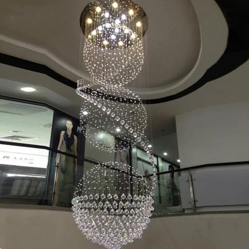 DecorBites™ Crystal LED Chandelier: Modern Spiral Fixture for Dining, Living Room, Bedroom, Staircase