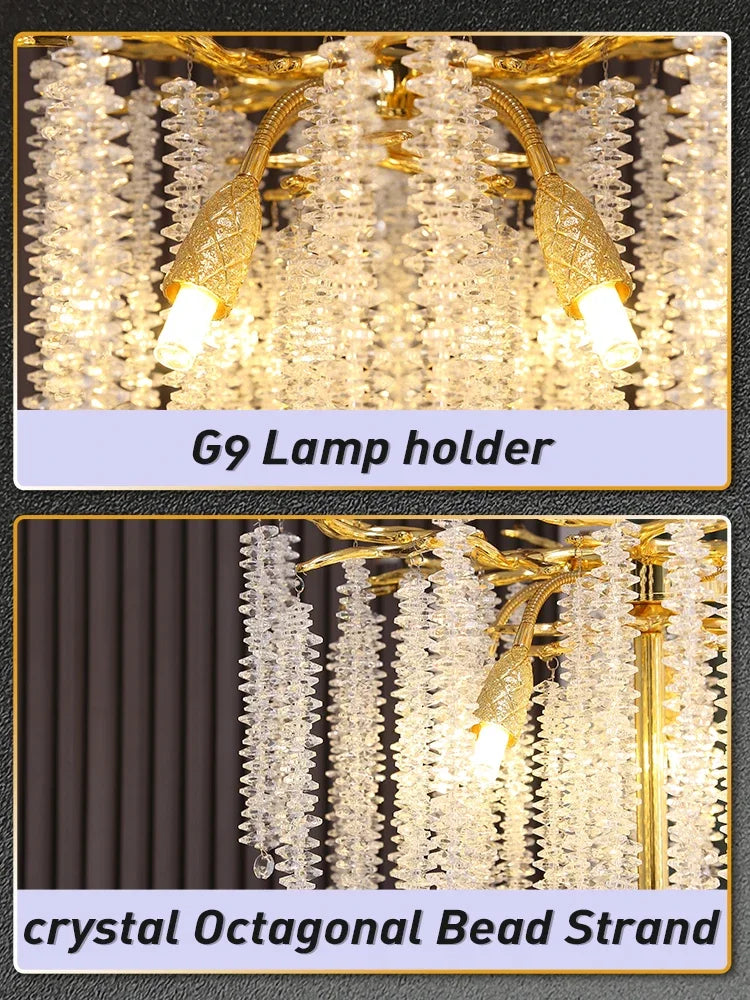 Lámpara de pie LED DecorBites™ Crystal Gold: Lujo nórdico para sala de estar y dormitorio