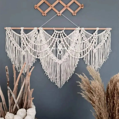 Decobites Large Macrame Bohemian Tapestry Wall Hanging for Boho Decor in Living Room