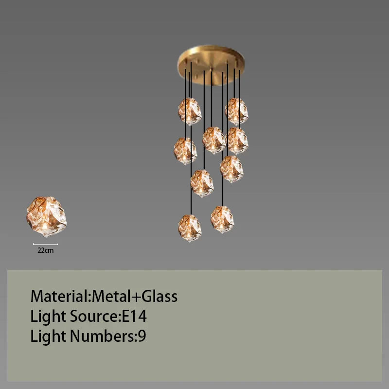 DecorBites™ Glass LED Chandelier for Ceiling Suspension in Postmodern Style