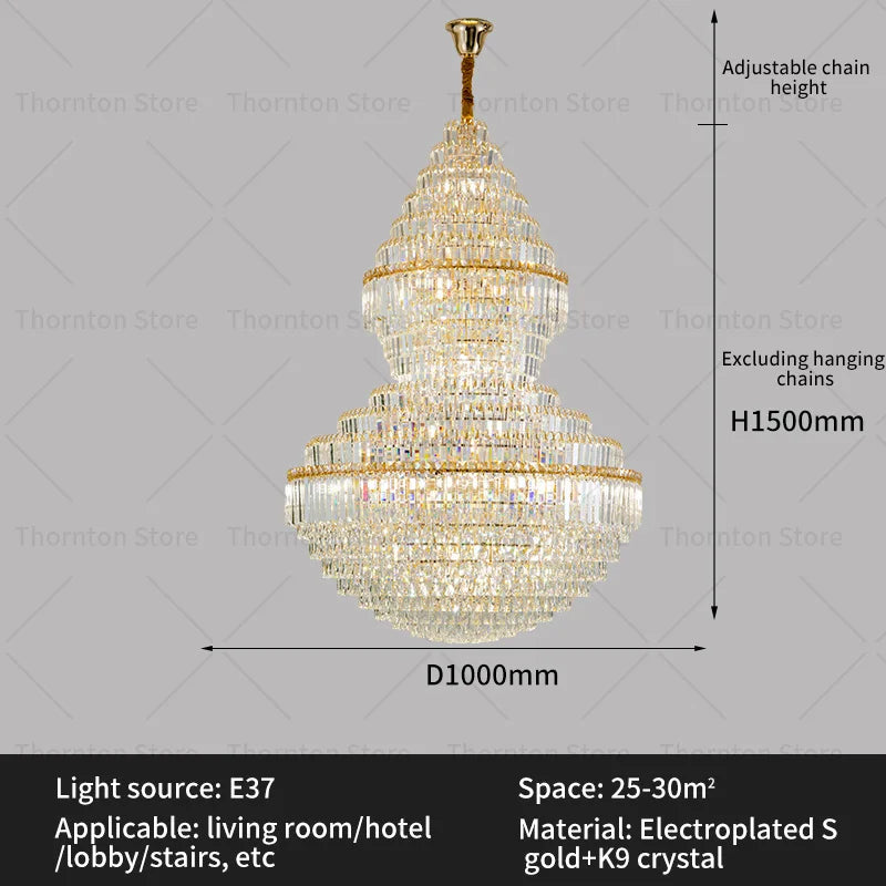 DecorBites™ Crystal Hollow Chandelier for Luxury Living Room and Stair Lamps