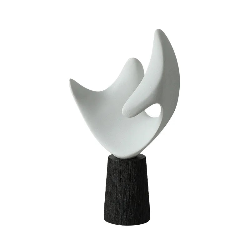 DecorBites™ Abstract Hollowed-out Resin Sculpture, Black and White Modern Home Decor Statue.