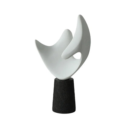 DecorBites™ Abstract Hollowed-out Resin Sculpture, Black and White Modern Home Decor Statue.