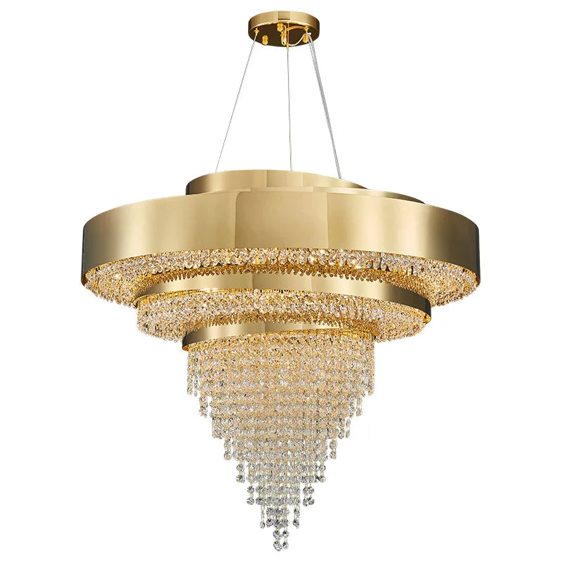 DecorBites™ Golden Crystal Chandelier for Luxury Living & Dining Rooms